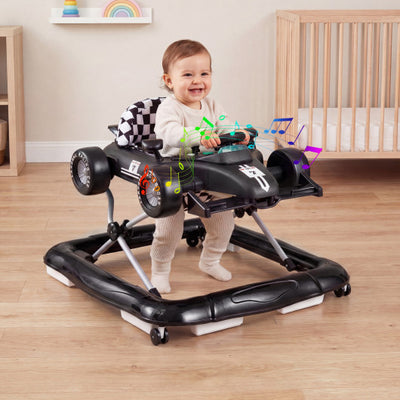 4-in-1 Baby Push Walker Activity Center Height Adjustable with Music Box-Black