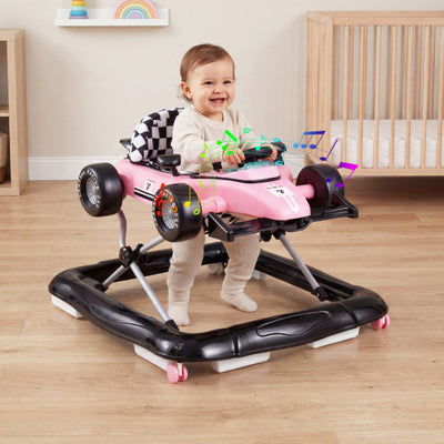 4-in-1 Baby Push Walker Activity Center Height Adjustable with Music Box-Pink