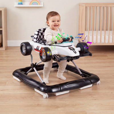 4-in-1 Baby Push Walker Activity Center Height Adjustable with Music Box-White