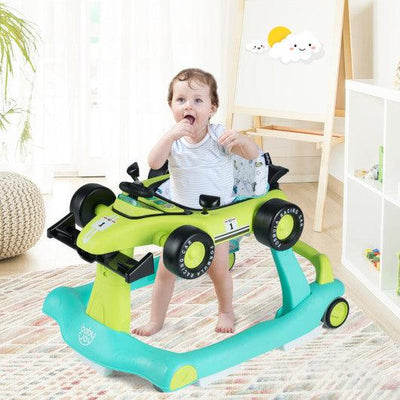 4-in-1 Foldable Activity Push Walker with Adjustable Height-Green