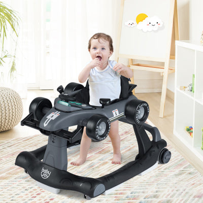 4-in-1 Foldable Activity Push Walker with Adjustable Height-Gray