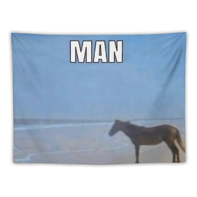 Horse Looking Out to Sea Meme Tapestry