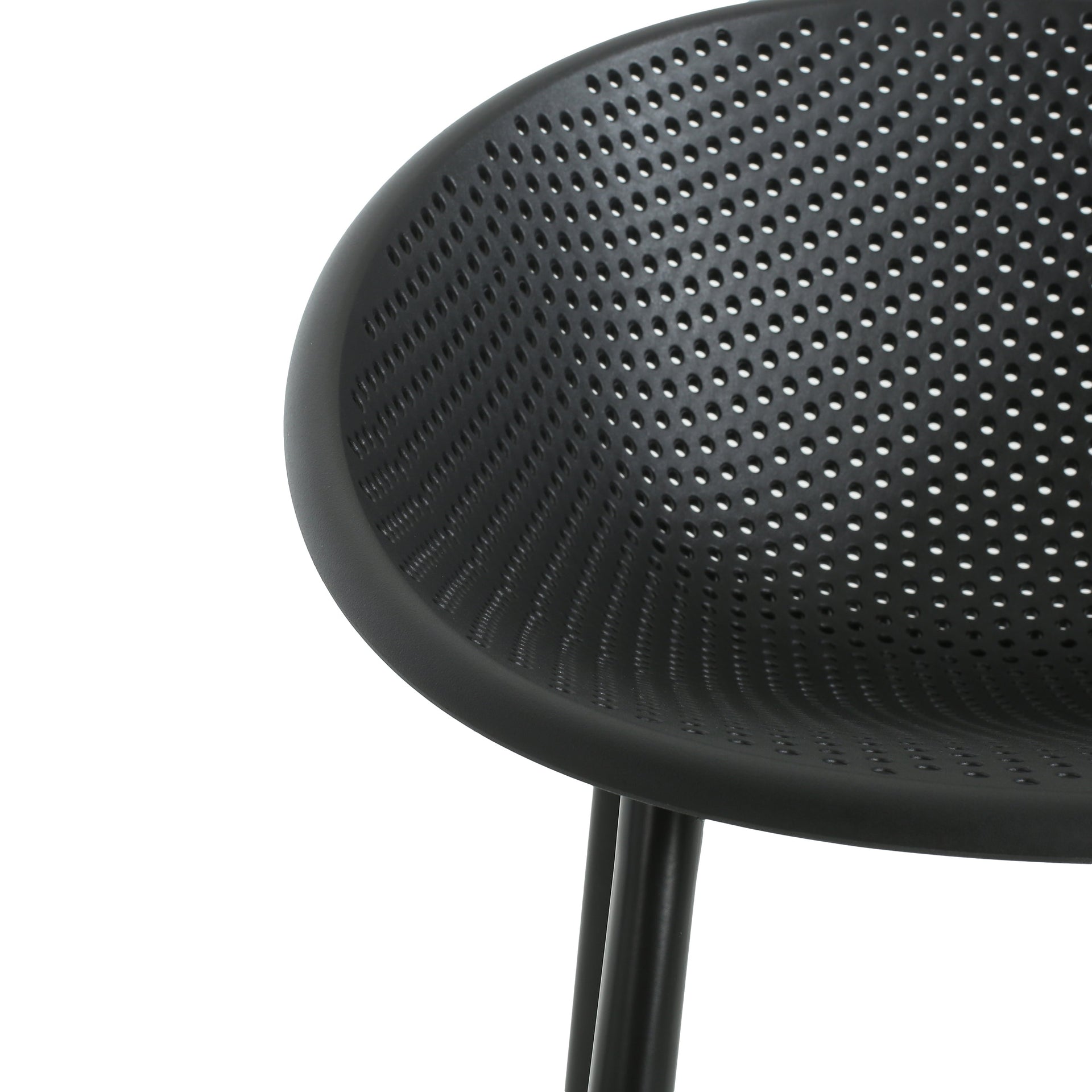 Modern Outdoor Gable Barstool Set of 2 with Weather-Resistant Design in Black Iron and Plastic