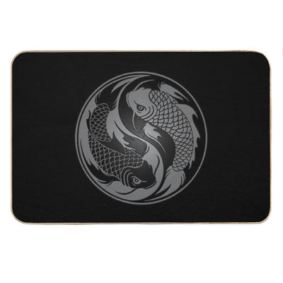 Gray And Black Yin Yang Koi Fish Bath Mat