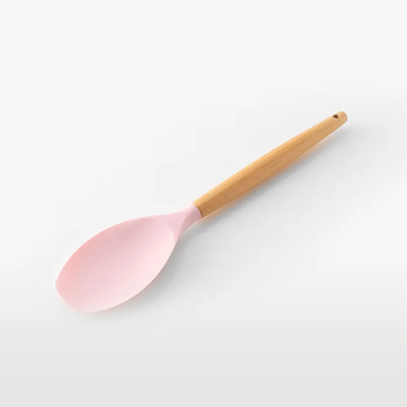 1Pc Psilicone Kitchen Utensils Set Non-Stick Cookware for Kitchen Wooden Handle Spatula Egg Beaters Kitchenware Accessories