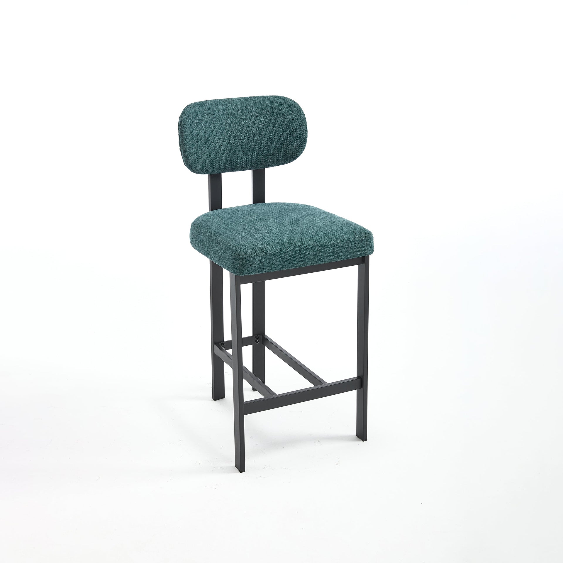 Bar Stools Set of 2, 26 inch Modern Upholstered Fabric Counter Height Barstools, Kitchen Island Chairs with Black Metal Legs for Dining Room/Kitchen Island/Bar