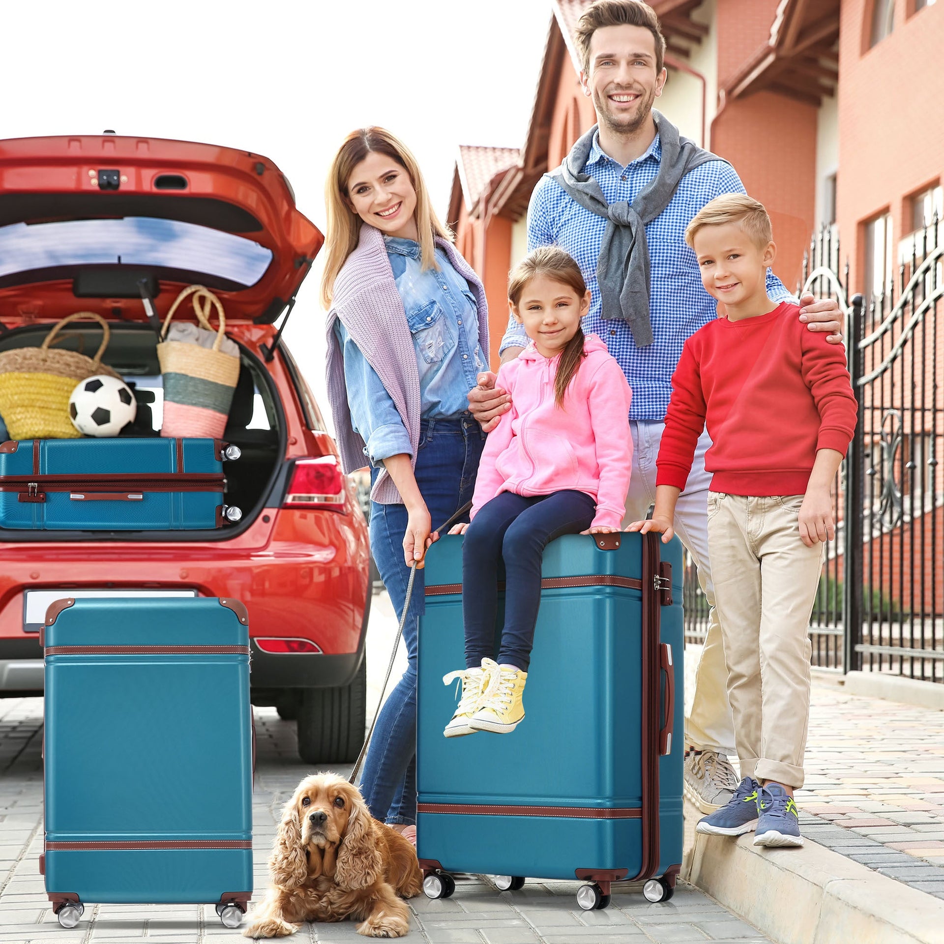 Hardshell Luggage Sets 4 Pieces 20'+24'+28' Luggages and Cosmetic Case Spinner Suitcase with TSA Lock Lightweight