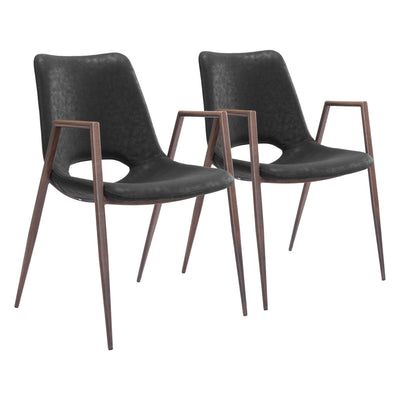 Desi Dining Chair (Set of 2) Black & Walnut