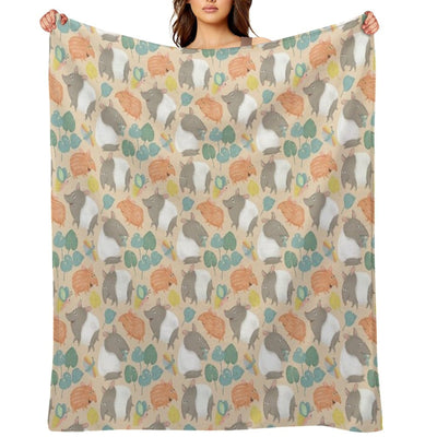 Tapir-peach Velvety-soft Throw Blanket