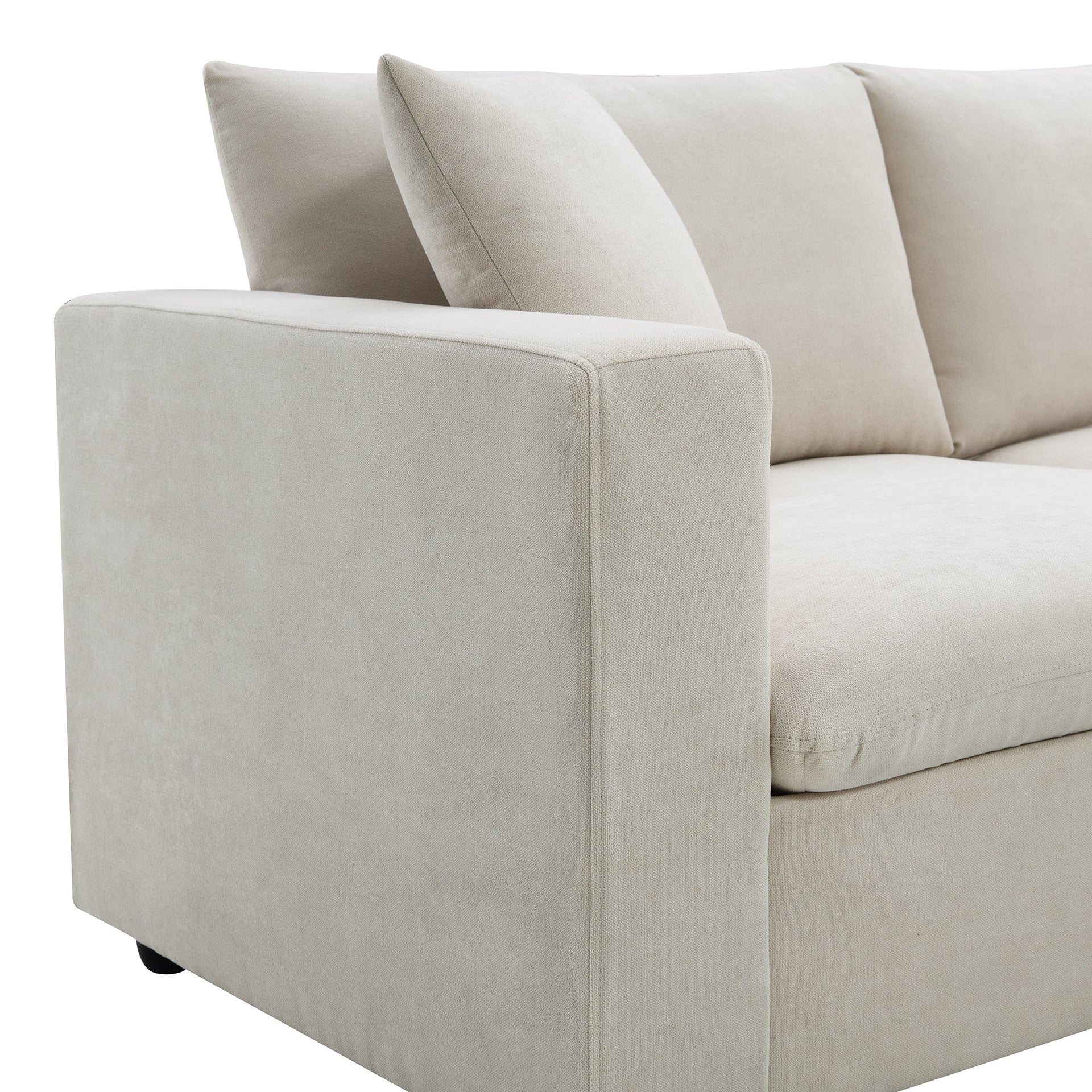 101*66' Modern Sectional Sofa with Throw Pillows,Cloud L-shaped Couch Set with Wide Seat,4 seat Polyester Comfy Fabric Couch Set with Movable Ottoman for Living Room, Apartment, Office,4 Colors