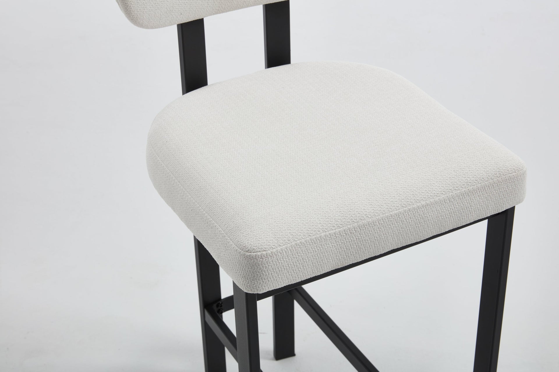Bar Stools Set of 2, 26 inch Modern Upholstered Fabric Counter Height Barstools, Kitchen Island Chairs with Black Metal Legs for Dining Room/Kitchen Island/Bar