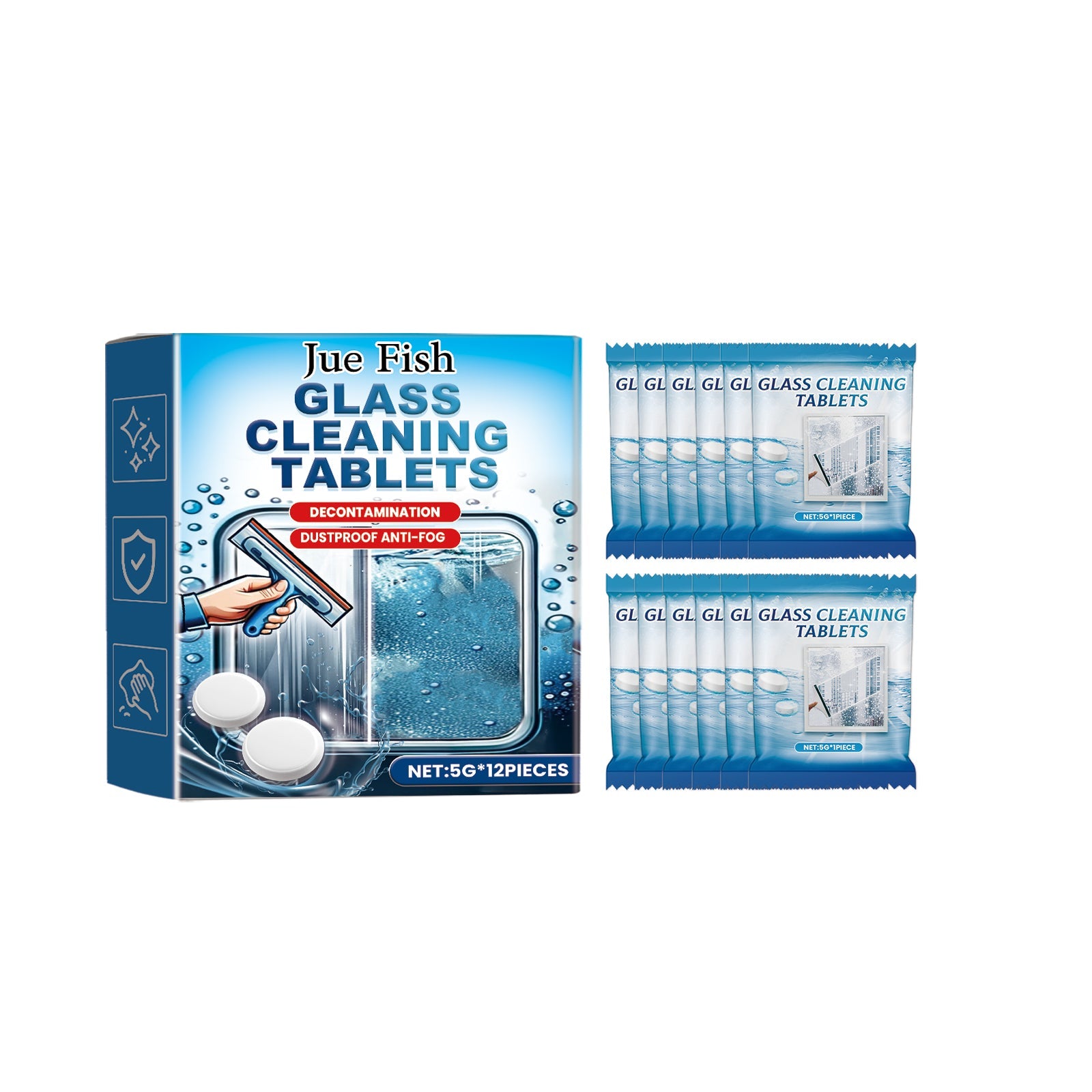 Glass Cleaning Effervescent Sheet, Door And Window Glass Scale Dust Stubborn Stains Clean Mirror Transparent