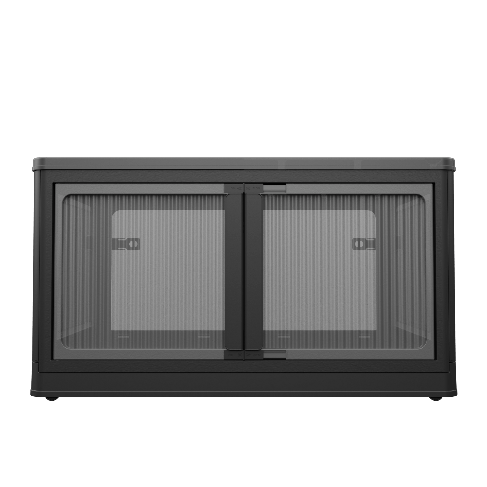 506QT 4-Pack Transparent Stackable Storage Bins with 5 Doors to Open with Wheels, Folding Plastic Craft Containers Large Closet Organizers Box for Bedrooms Living Rooms Study Kids' Toys, Black