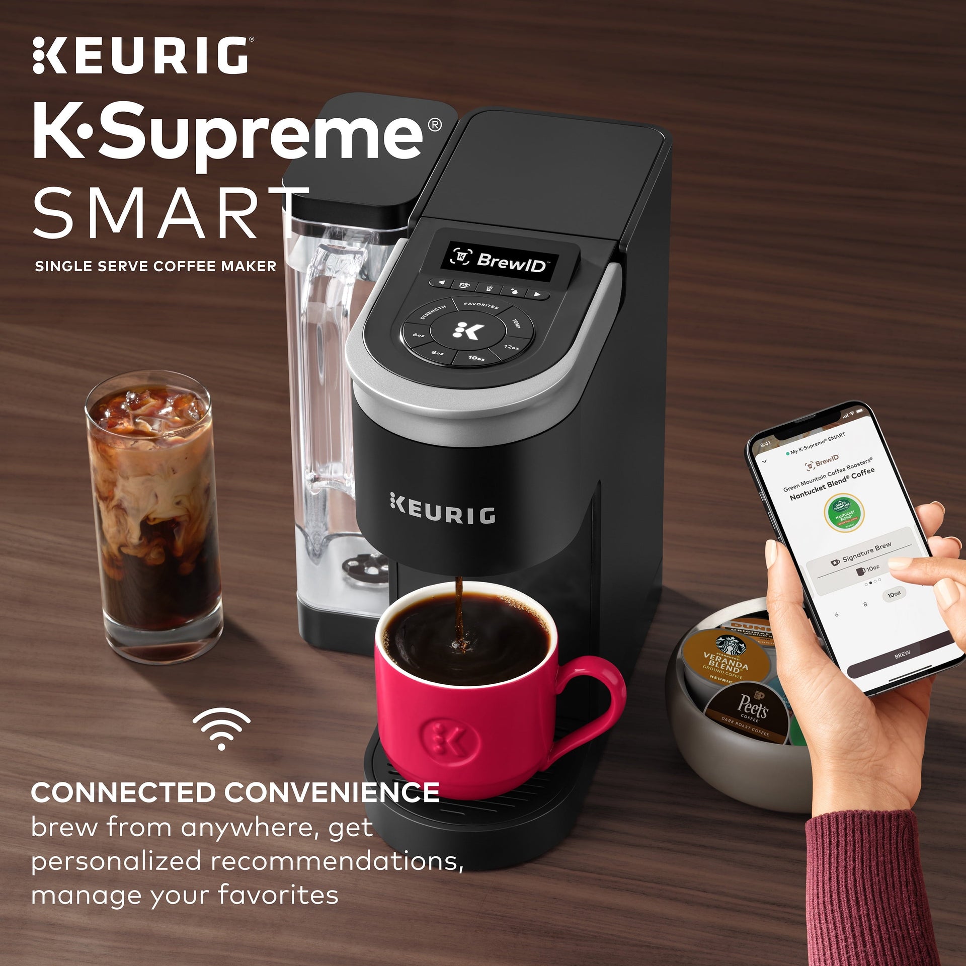 K-Supreme SMART Coffee Maker, Multistream Technology, Brews 6-12Oz Cup Sizes, Black
