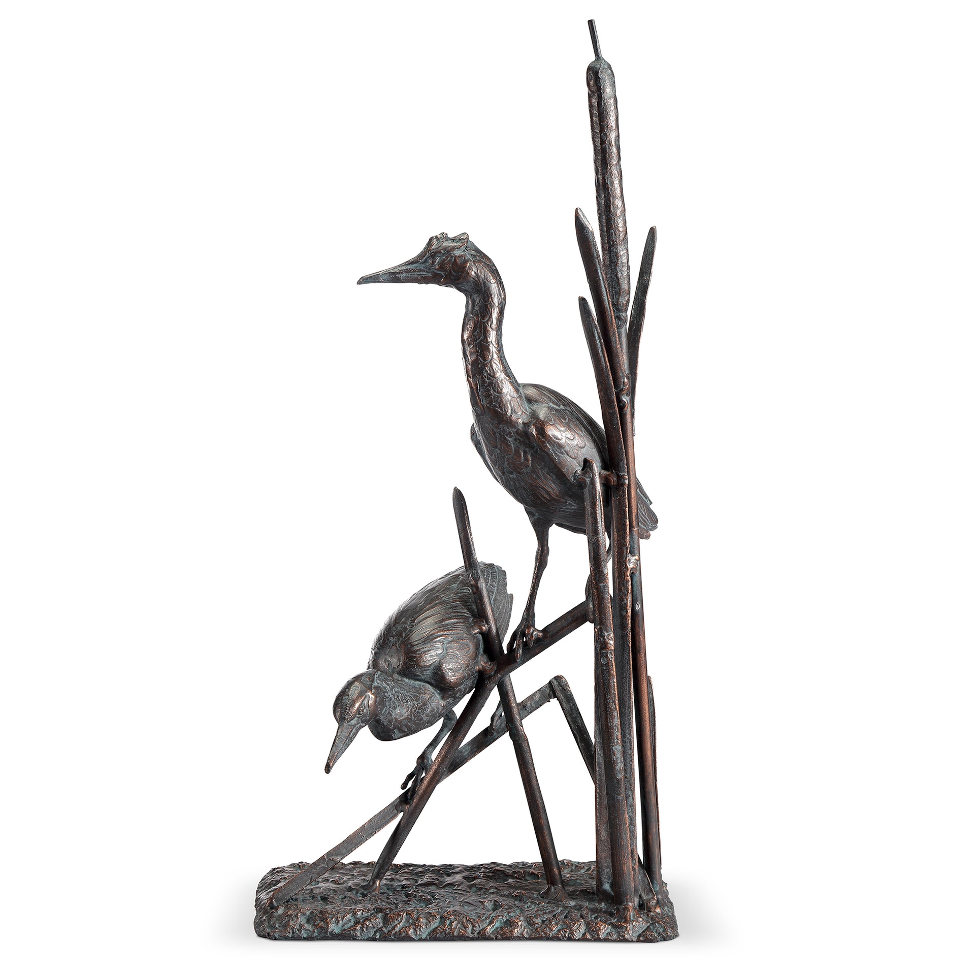 Heron Couple with Reeds Sculpture