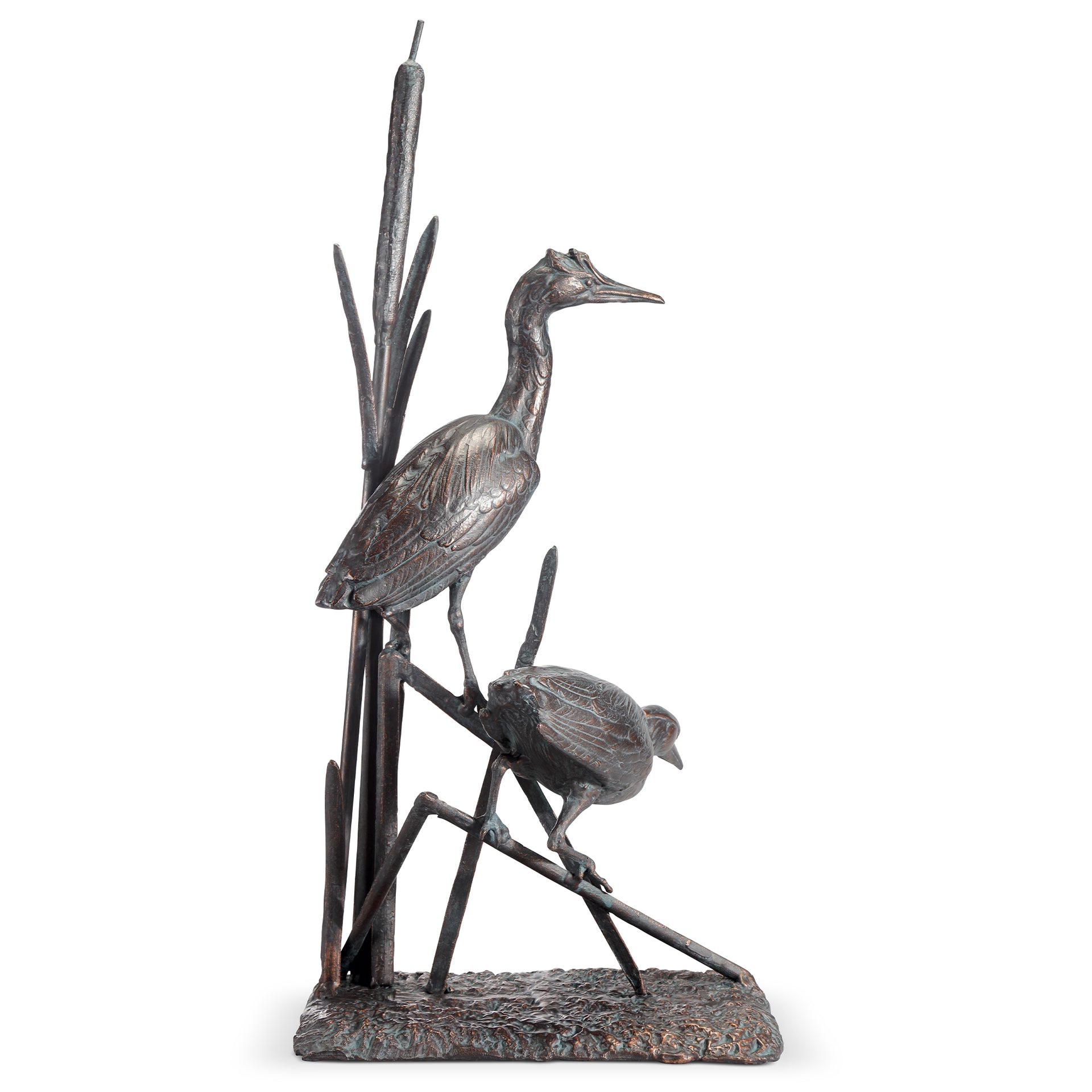 Heron Couple with Reeds Sculpture