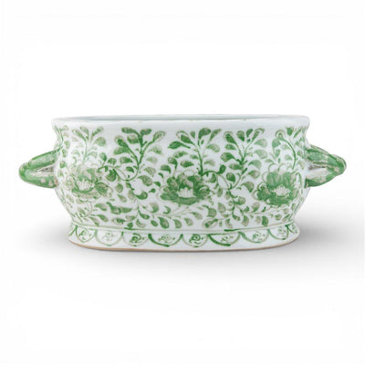 Green Peony Oval Footbath - Basins/Bowls/Planters