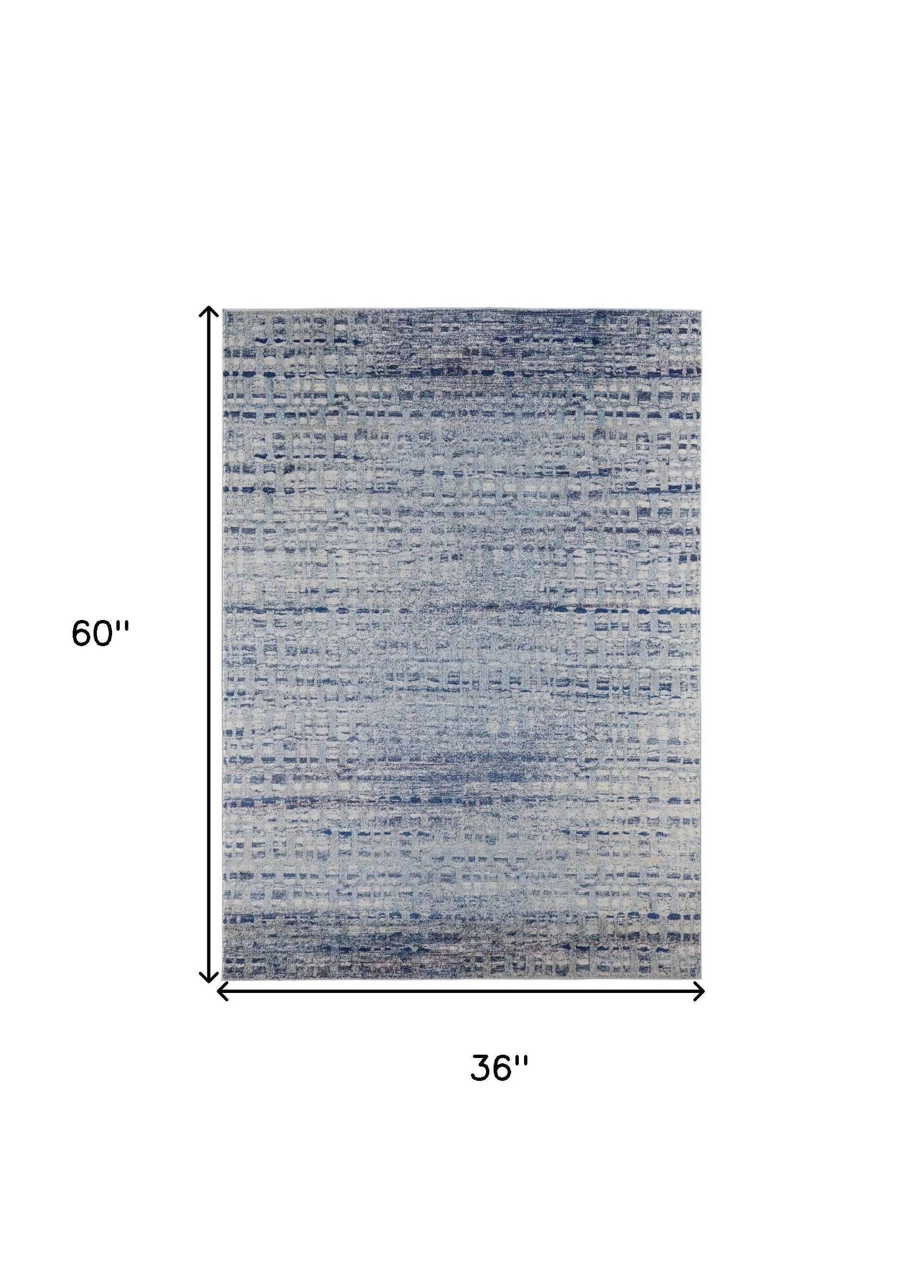 10' X 14' Blue And Ivory Abstract Power Loom Stain Resistant Area Rug