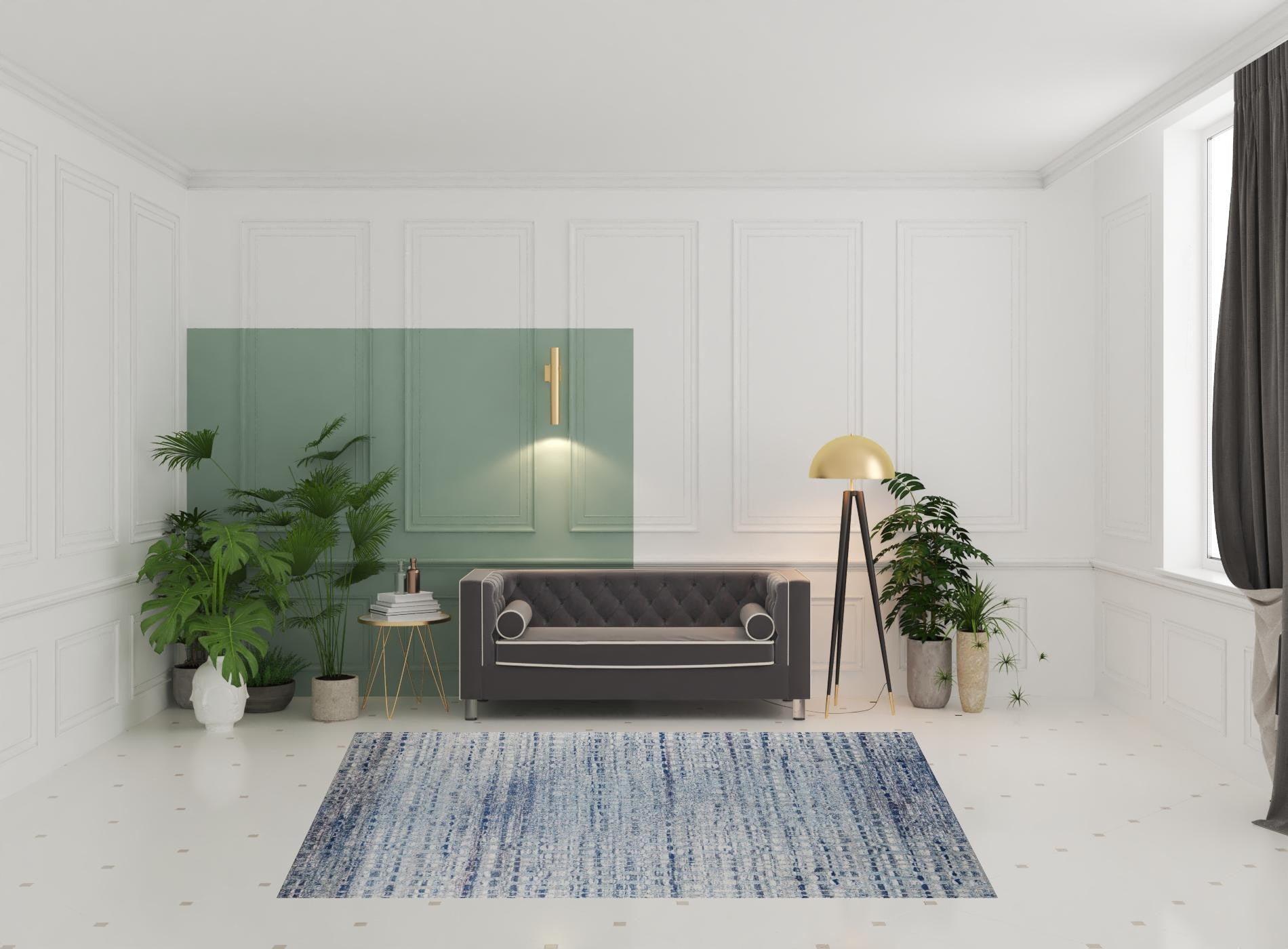 10' X 14' Blue And Ivory Abstract Power Loom Stain Resistant Area Rug