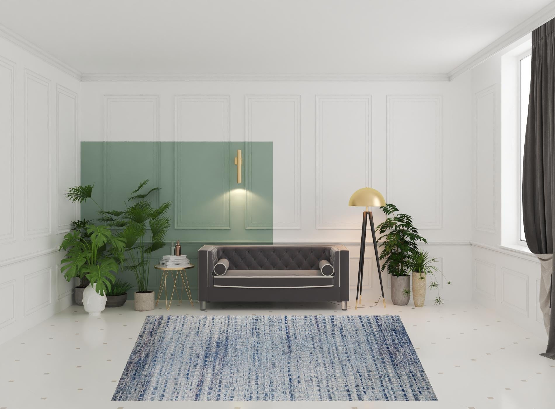 10' X 14' Blue And Ivory Abstract Power Loom Stain Resistant Area Rug