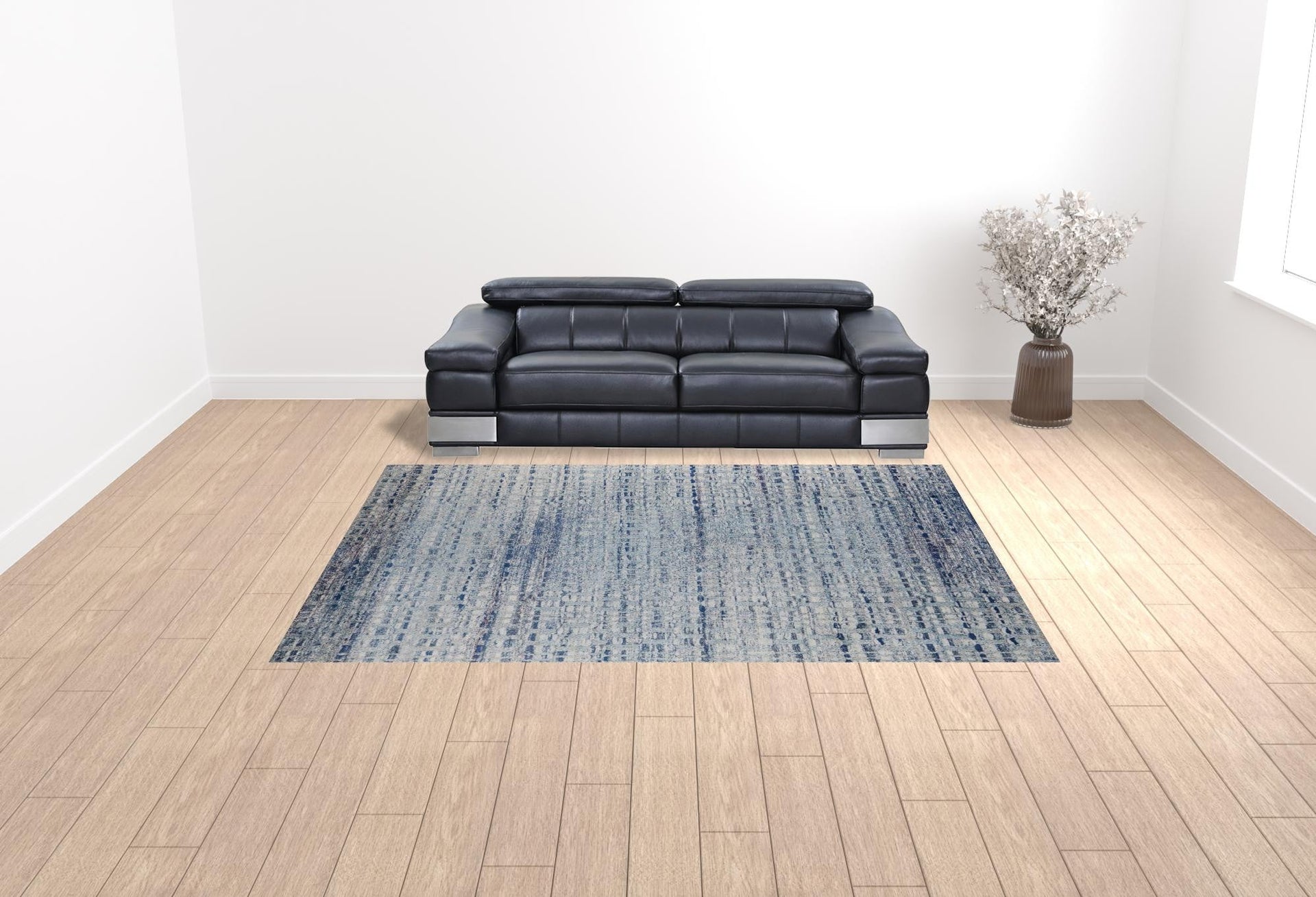 10' X 14' Blue And Ivory Abstract Power Loom Stain Resistant Area Rug