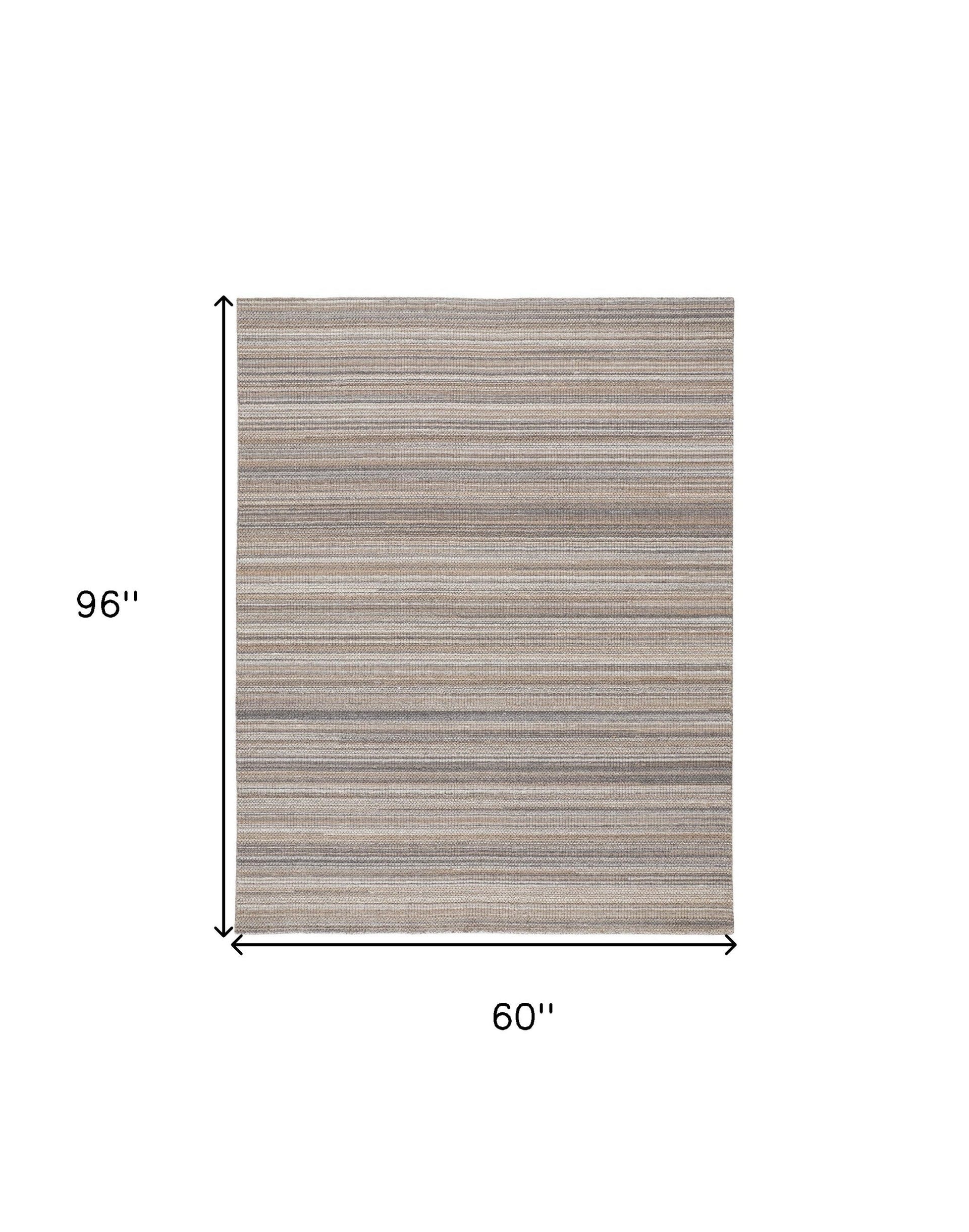 8' X 10' Taupe And Gray Wool Hand Woven Area Rug
