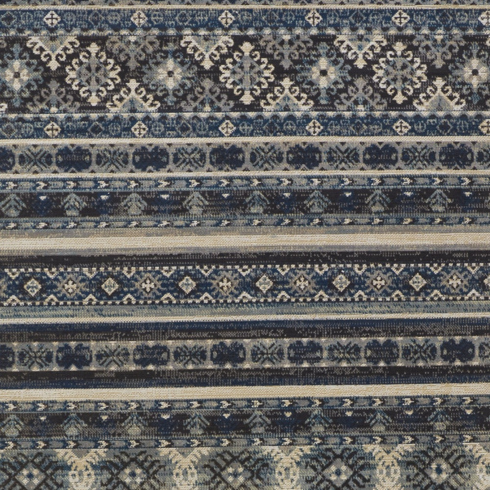 10' X 13' Blue Red And Ivory Geometric Distressed Area Rug