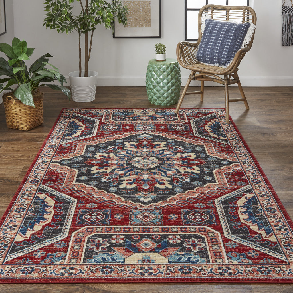 10' X 13' Blue And Ivory Medallion Distressed Area Rug