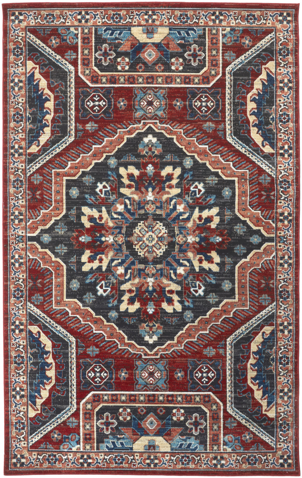10' X 13' Blue And Ivory Medallion Distressed Area Rug