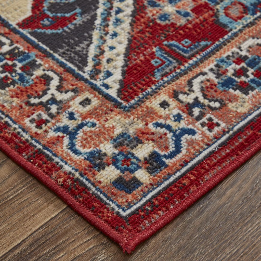 10' X 13' Blue And Ivory Medallion Distressed Area Rug