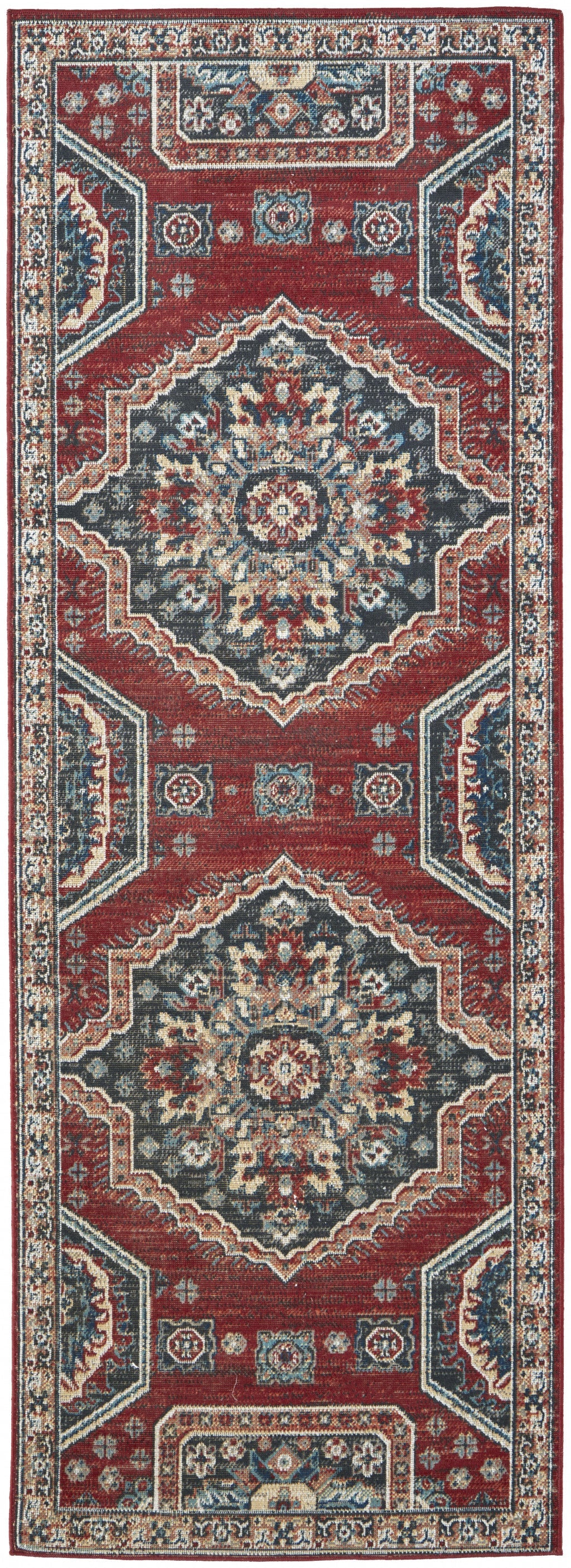 10' X 13' Blue And Ivory Medallion Distressed Area Rug