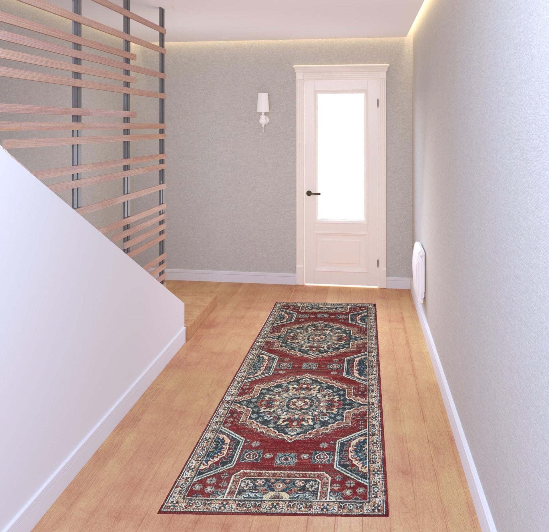10' X 13' Blue And Ivory Medallion Distressed Area Rug
