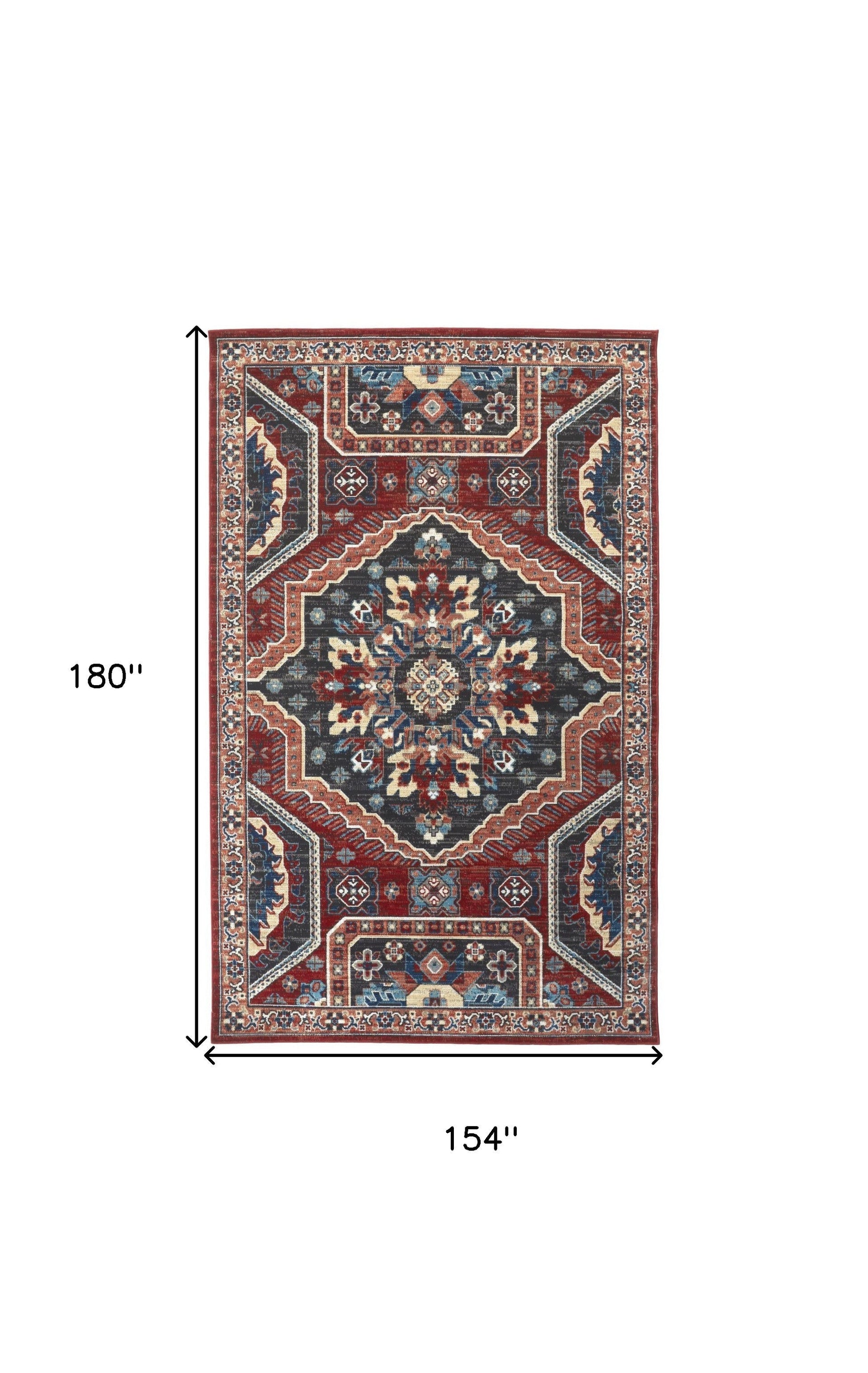 10' X 13' Blue And Ivory Medallion Distressed Area Rug