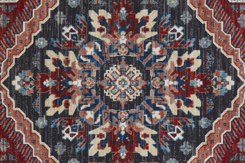 10' X 13' Blue And Ivory Medallion Distressed Area Rug