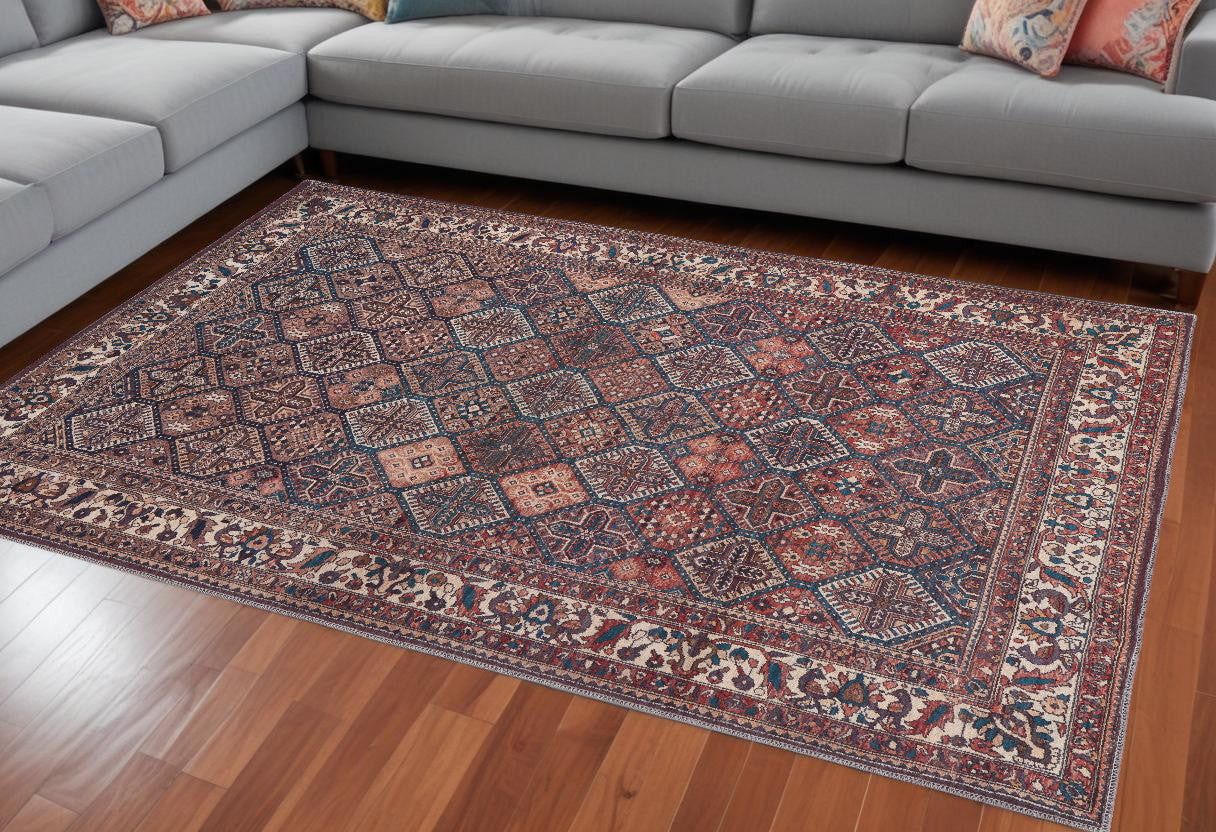 10' X 14' Ivory and Blue Floral Power Loom Area Rug