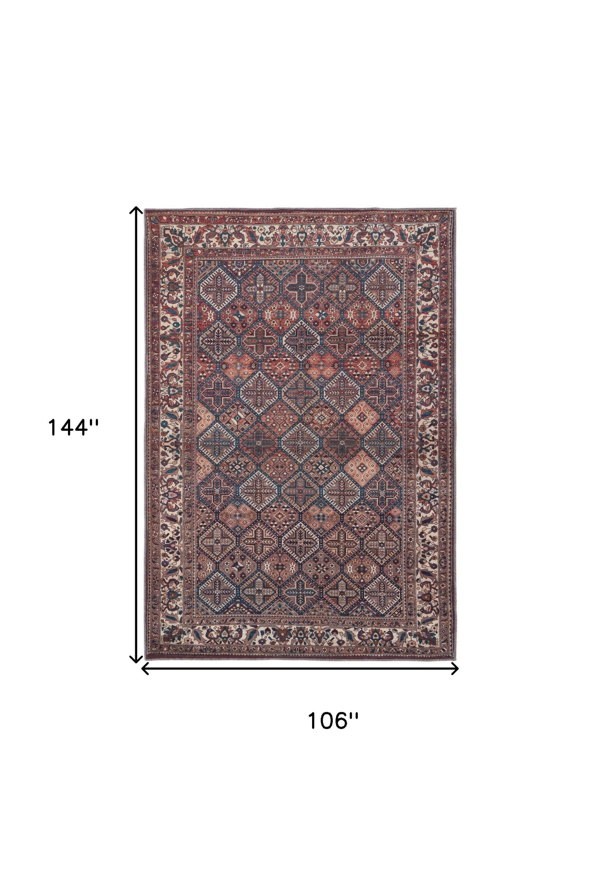 10' X 14' Ivory and Blue Floral Power Loom Area Rug