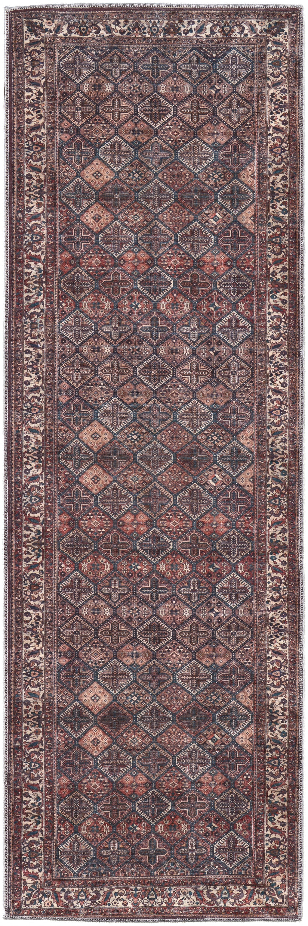 10' X 14' Ivory and Blue Floral Power Loom Area Rug