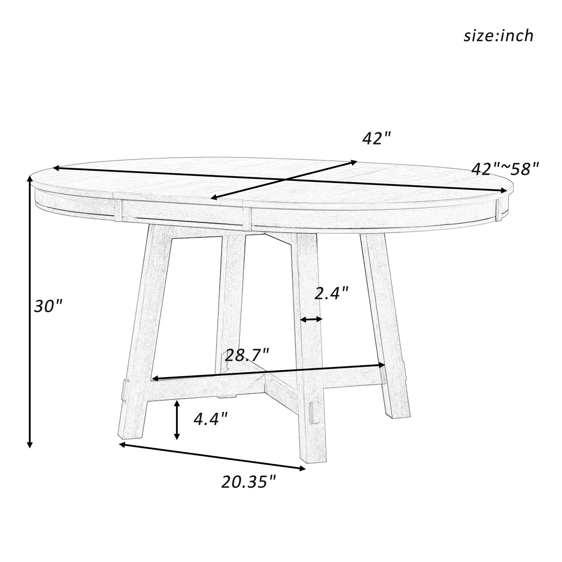 TREXM Farmhouse Round Extendable Dining Table with 16