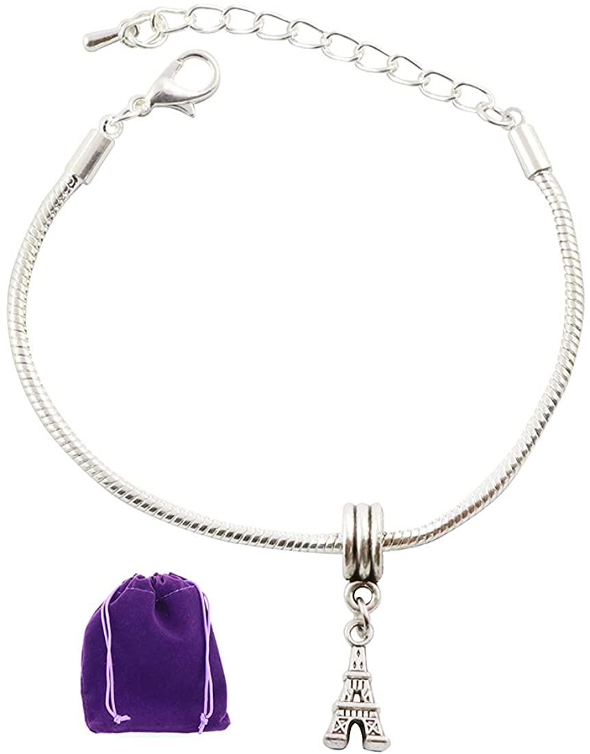 Eiffel Tower Snake Chain Charm Bracelet