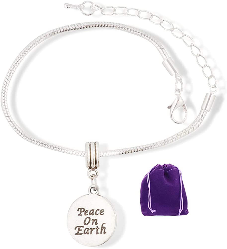 Peace on Earth on Round Charm Bracelet