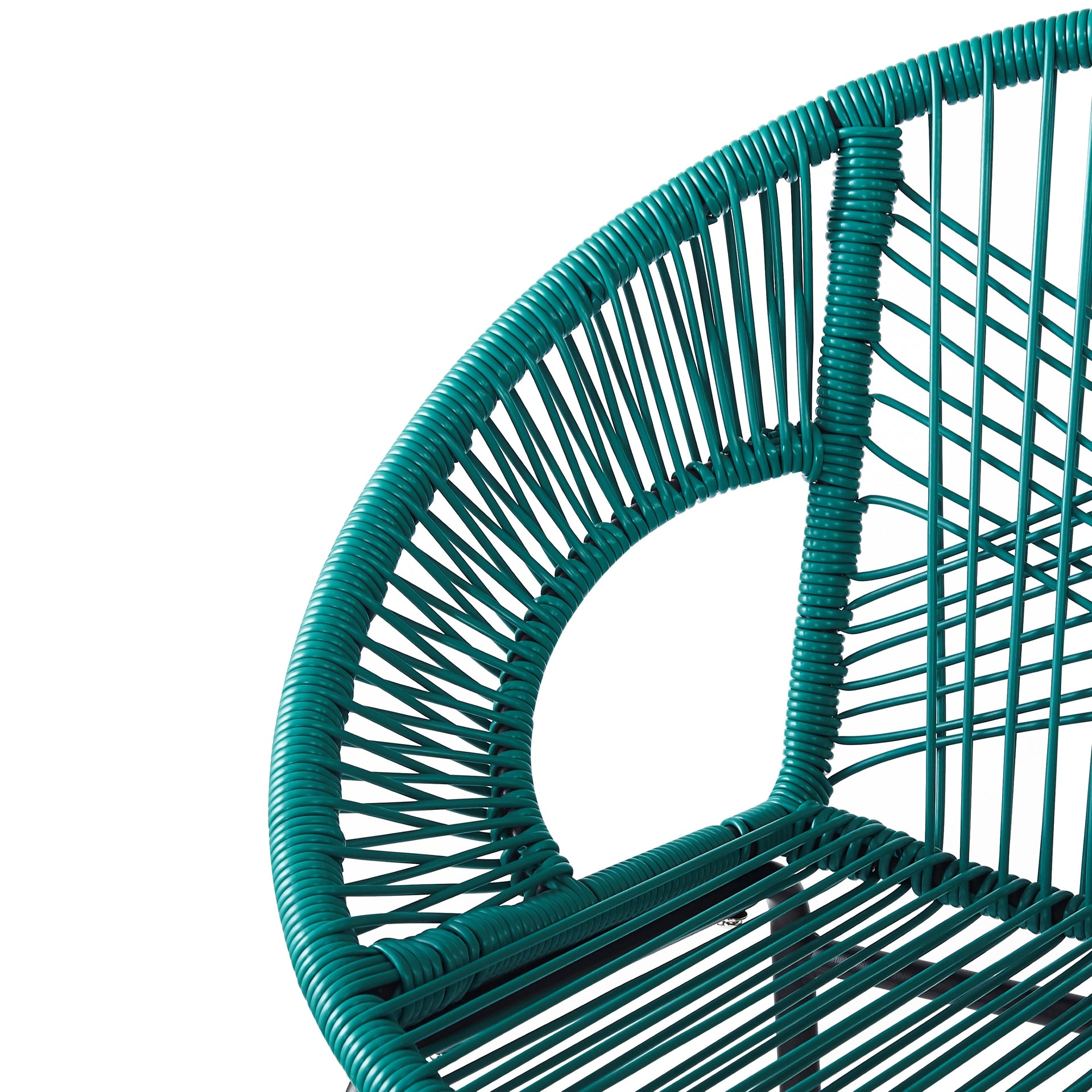 Ferrara Outdoor Patio Teal Faux Wicker Barstool Set, Durable PE Material, Ergonomic Design, Teal Wicker with Black Frame
