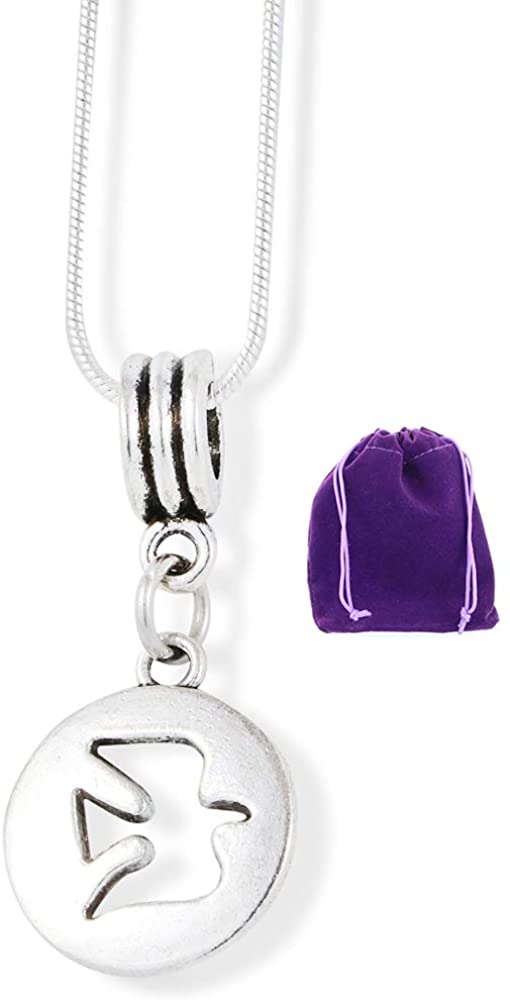 Dove Symbol of Peace Cutout in Round Charm Snake Chain Necklace