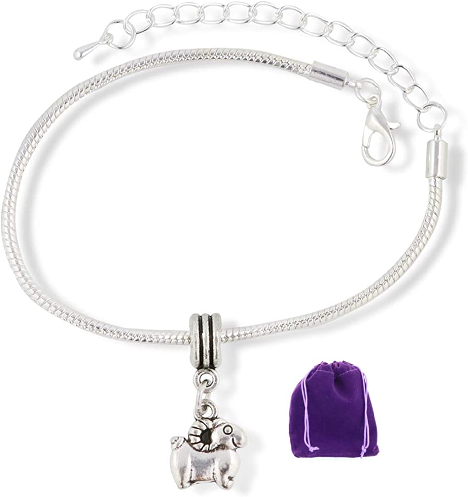 Goat Bracelet | Jewelry Ram Mountain Goat (Cartoonish) Snake Chain Charm Bracelet