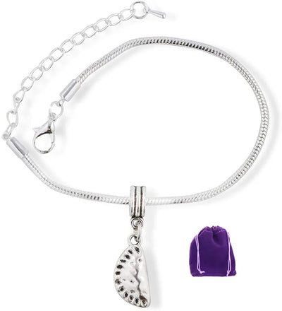 Dumpling Perogy Pierogi Food Cooking Snake Chain Charm Bracelet