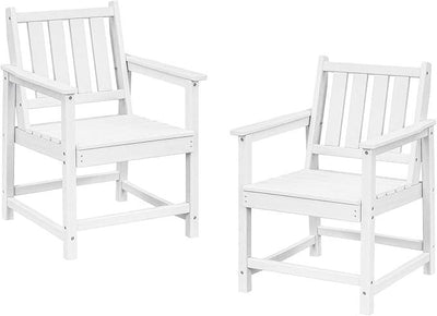 Patio Dining Chair Set of 2, HDPE Outdoor Dining Chair, Ergonomic HDPE Dining Chairs with Deep Seating, All Weather Outdoor Chairs Furniture for Backyard, Deck, Garden, Poolside, Pearl