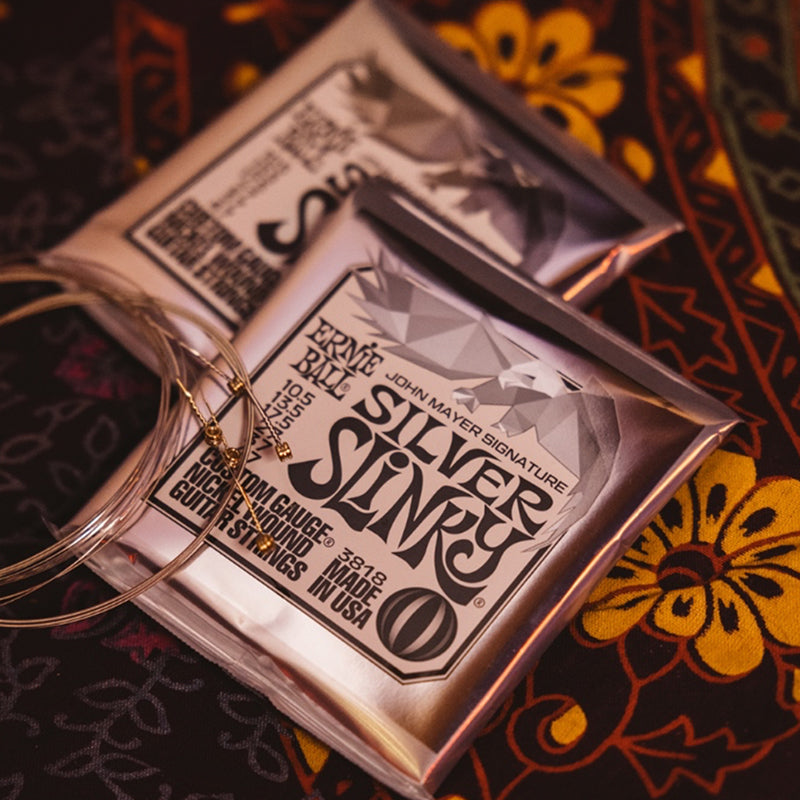Ernie Ball John Mayer Silver Slinky Nickel Wound Electric Guitar Strings 3-Pack Tin - 10.5-47 Gauge
