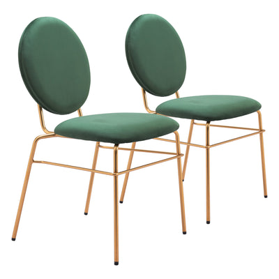 Odessa Dining Chair (Set of 2) Green & Gold by Zuo Modern