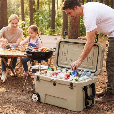 52 Quart Portable Hard Cooler with 6-Day Ice Retention and Wheels-Khaki