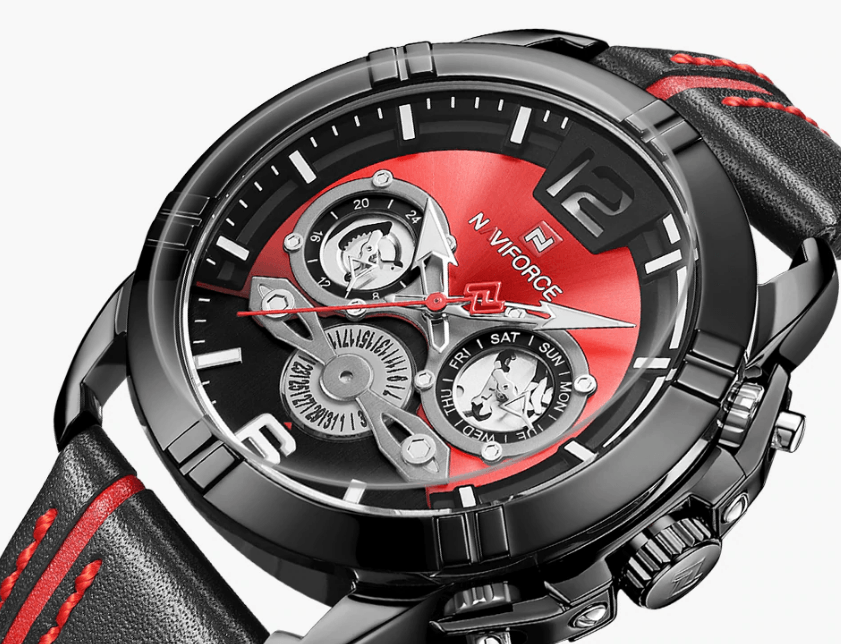 Waterproof Quartz Man Leather Sport Wrist Watch Luxury Unique Design Perfect Gift