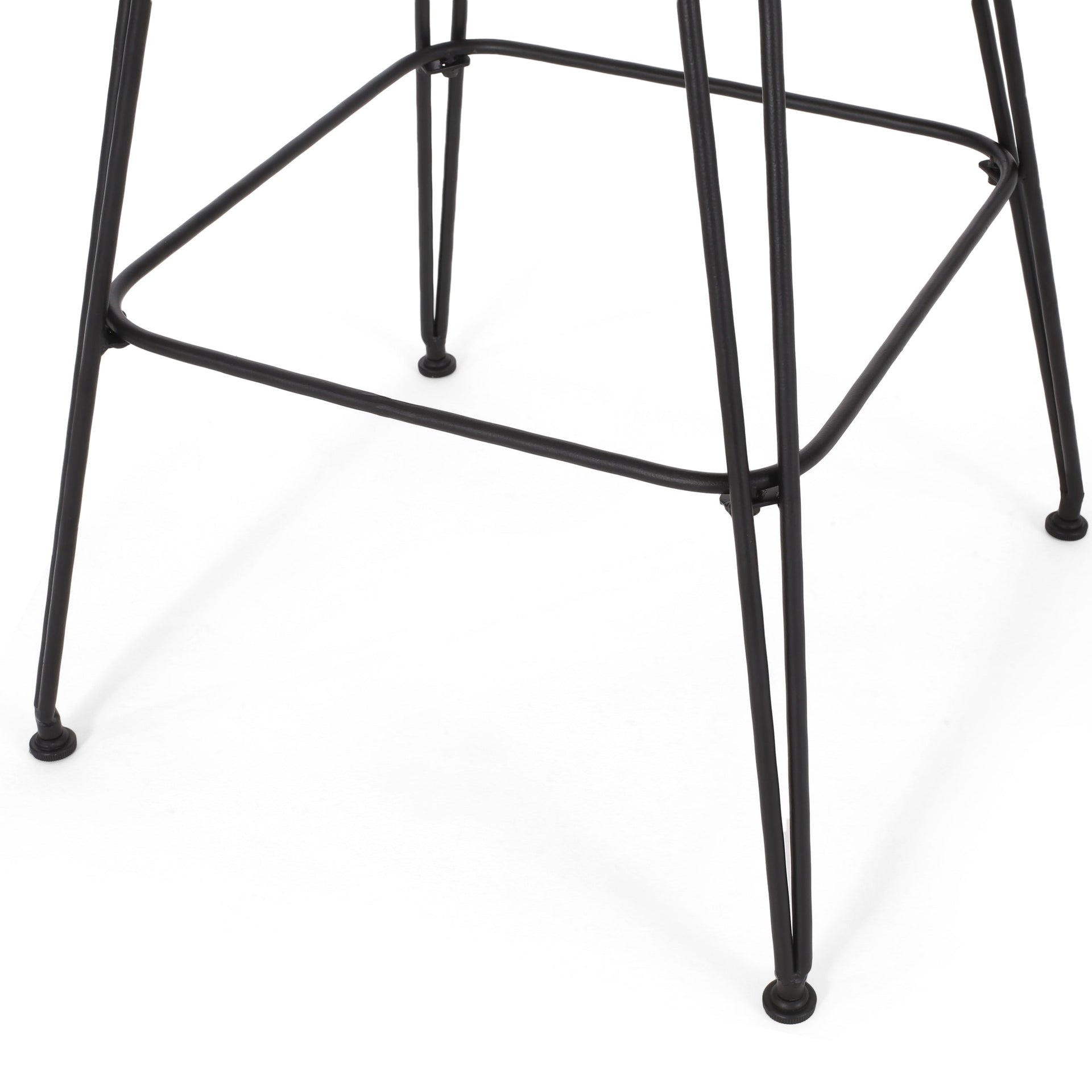 29.25' Outdoor Wicker and Iron Low Back Barstools, Light Brown, with Beige Cushion (Set of 2)